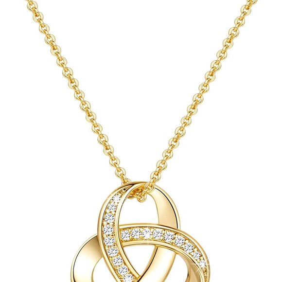 Jewelry - 14K Gold Necklace for Women Love Knot Infinity Pendant Adjustable 18in